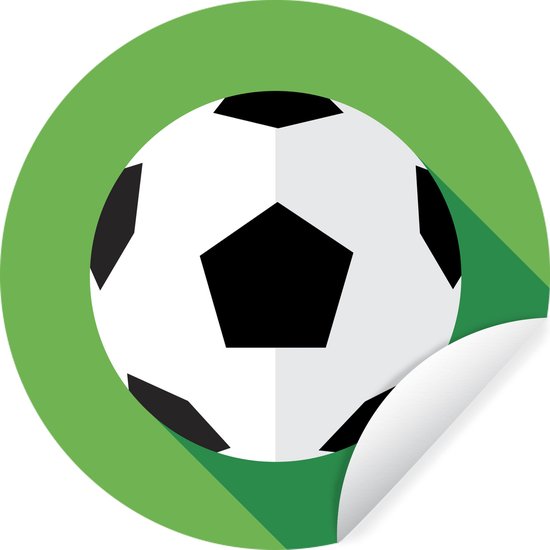 WallCircle - Muurstickers - Behangcirkel - Een illustratie van een voetbal op een groene achtergrond - Jongens - Meisjes - Kinderen - ⌀ 140 cm - Muurcirkel - Zelfklevend - Ronde Behangsticker