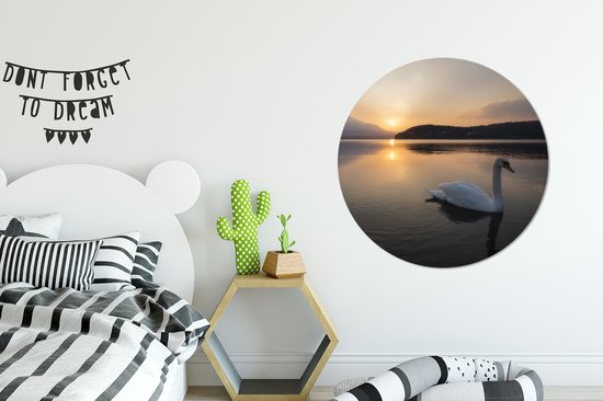 Cercle mural - Cercle mural - Cygne - Berg - Soleil - Aluminium - Dibond - ⌀ 90 cm - Intérieur et Extérieur