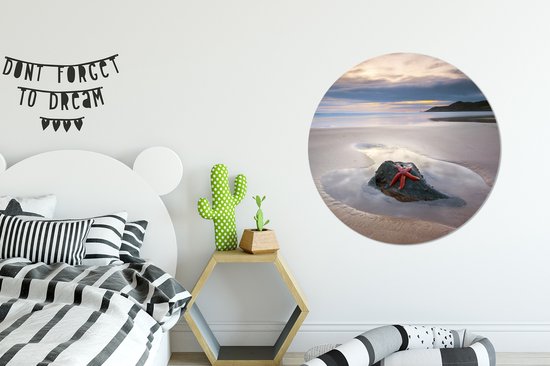 Papier peint cercle - Étoile de mer - Plage - Soleil - 100x100 cm - Cercle mural - Autocollant - Papier peint autocollant XXL