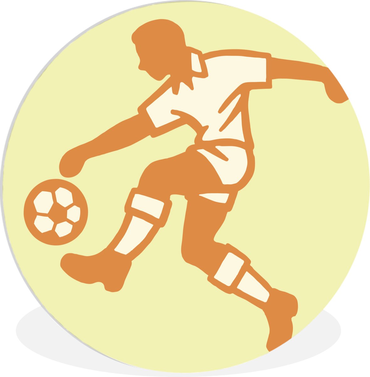WallCircle - Wandcirkel - Muurcirkel Binnen - Een illustratie van een persoon die de voetbal aanneemt - Jongens - Meisjes - Kinderen - 90x90 cm - Wanddecoratie - Ronde Schilderijen