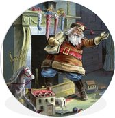 WallCircle - Wandcirkel ⌀ 60 - Retro kerstman - Kerstmis - Ronde schilderijen woonkamer - Wandbord rond - Muurdecoratie cirkel - Kamer decoratie binnen - Wanddecoratie muurcirkel - Woonaccessoires
