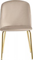 Stoel Lena - velours beige - set van 4 - metalen onderpoot