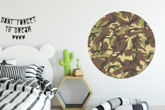 Motif camouflage aux couleurs naturelles. Cercle mural aluminium ⌀ 140 cm