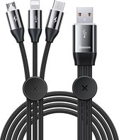 Baseus - USB A kabel naar USB C/ Lightning/ Micro USB - Magnetisch - Zwart