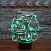 Klarigo®️ Nachtlamp – 3D LED Lamp Illusie – 16 Kleuren – Bureaulamp – Pokemon Kaarten - Bulbasaur Lamp – Sfeerlamp – Nachtlampje Kinderen – Creative Lamp - Afstandsbediening