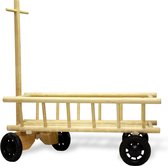Grote ladderwagen | Speelgoed kinderwagen | Handgemaakt van hout | Zwenkwielen voor | Natuurlijke kleur | 77x36x41 cm | EU-product