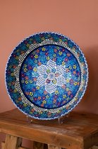 Turkse Schalen - Tapas schaaltjes - serviesset - aardewerk schaal - handmade - cadeau - schaaltjes - poefjuh servies - 30 cm x 1 stuk - Donker Blauw -