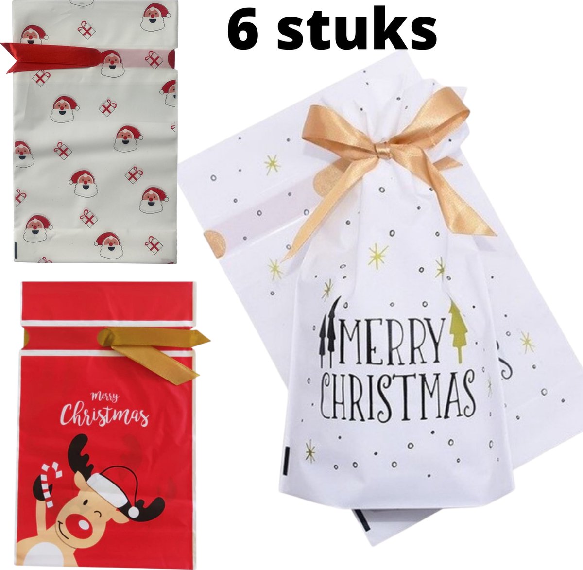 Cadeauverpakking kerst - 6 stuks - verpakking - kerst verpakking zakjes -  cadeaupapier... | bol.com