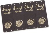 5 luxe PU lederen labels - Handmade - Zwart - Handgemaakt label set 5 stuks - 5 X 2 CM - vouwbaar