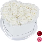 Relaxdays flowerbox - rozenbox - hart - wit - rozen doos - box - decoratie - wit