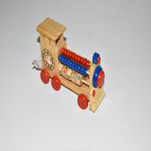 Educatieve houten speelgoedlocomotief -  geheugen en logica. Voor kinderen - Leerspeelgoed.