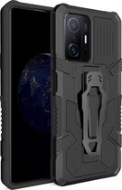 Xiaomi 11T Pro Hoesje - Mobigear - Armor Stand Serie - Hard Kunststof Backcover - Zwart - Hoesje Geschikt Voor Xiaomi 11T Pro