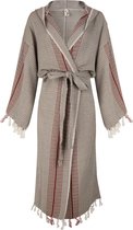 ZusenZomer lange hamam badjas dames - katoenen badjas sauna kimono - all-season ochtendjas - kaki - one size