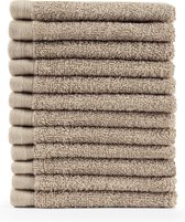 Blumtal Terry Handdoeken Set - 12 x Gezichts Handdoekje - 30 x 30 cm - Taupe