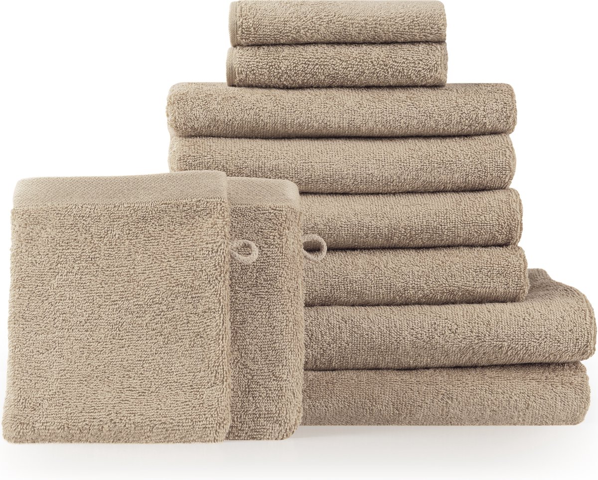 Blumtal Terry Handdoeken Set - 2 x Baddoek & 4 x Handdoek & 2 x Gasten Handdoekje & 2 x Washandje: Taupe