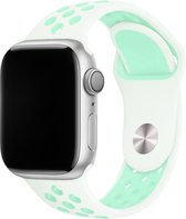 Sport watch bandje - Wit / Groen - 42/44/45mm - M/L - Series 1 2 3 4 5 6 7 SE - Geschikt voor Apple Watch