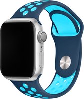 Sport watch bandje - Donkerblauw / Aquablauw - 42/44/45mm - M/L - Series 1 2 3 4 5 6 7 SE - Geschikt voor Apple Watch