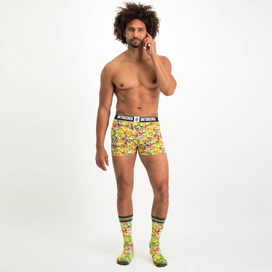 Lot de 2 boxers Untouched Tropical Flower homme + Chaussettes - 39-42 - XL- Cadeaux amusants - Cadeau de la Saint-Valentin pour lui - Coffret cadeau homme - Conseils cadeaux homme