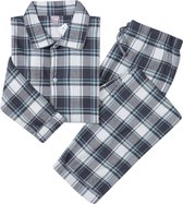 La-V Flanel pyjama set voor jongen met geruit patroon- Grijs - 152-158
