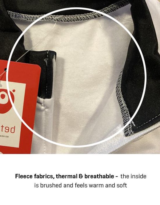 Zachte, geborstelde fleece voering in wit voor warmte en comfort.