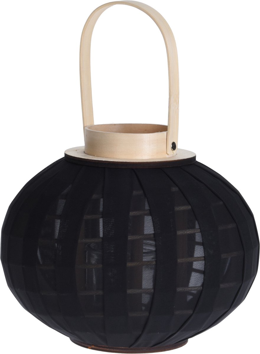 H&S Collection Lantaarn -windlicht zwart decoratie woonkamer inclusief ledkaars kerstverlichting kerstversiering