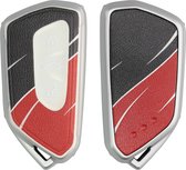 kwmobile autosleutelhoes compatibel met VW Golf 8 3-knops autosleutel - Cover in grijs / zwart / rood - Kleurengolf design