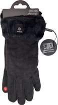 Antonio Handschoen – Dames Handschoen - Suede Look – Zwart – Effen kleur – One Size - Warme Winter Handschoen Volwassenen – Antonio Suede Handschoen