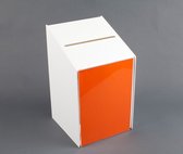 Witte Donatiebox / Stembus / Ideeenbox - Met Posterhouder - Type DB-D
