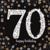 32x stuks 70 jaar verjaardag feest servetten zwart met confetti print 33 x 33 cm - Wegwerp servetjes