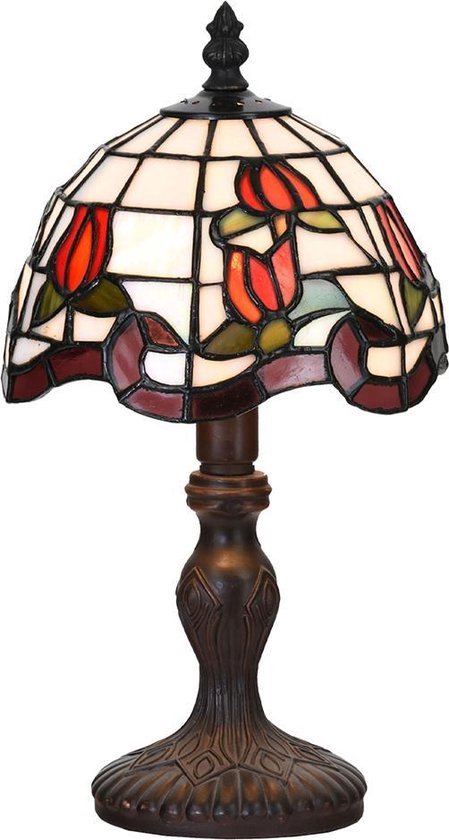 Tafellamp Tiffany ø 18*32 cm E14/max 1*25W Rood