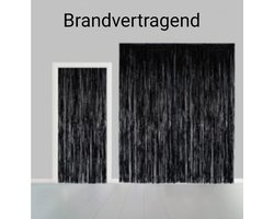 Deurgordijn Backdrop Glittergordijn Folie Zwart , Brandvertragend, Brandveilig, 100 bij 240 cm, Versiering, Themafeest, Verjaardag, Carnaval