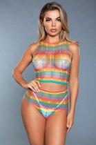 Bundle - Be Wicked - Bare It All Crop Top Met Sexy Slip - Regenboog One Size (S-L 34 - 40) met glijmiddel