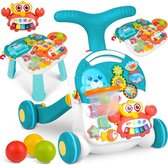 Educatieve speeltafel - 2 in 1 - Baby walker - Loopwagen - Blauw
