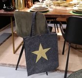 Vilten shopper donkergrijs met gouden ster - Fragrance and Living - tas