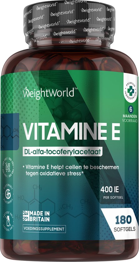 Weightworld vitamine e 400 ie - 180 softgels voor 6 maanden