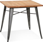 Alterego Vierkante industriële tafel 'MARCUS' van donker hout met donkergrijze metalen poten - 76 x 76 cm