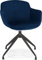 Alterego Design stoel met armleuningen 'GRAPIN' van blauw velours