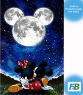 F4B Mickey & Minnie Mouse Maan Diamond Painting 40x50cm | Vierkante Steentjes | Disney | Kinderen | Pakket Volwassenen en Kinderen