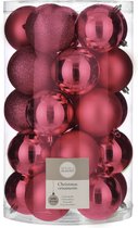 House of Seasons Kerstballen Set Onbreekbaar - 25 Stuks - Ø8 cm - Roze