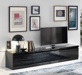 Moderne Hoogglans Zwart tv meubel met 4 deuren 220cm