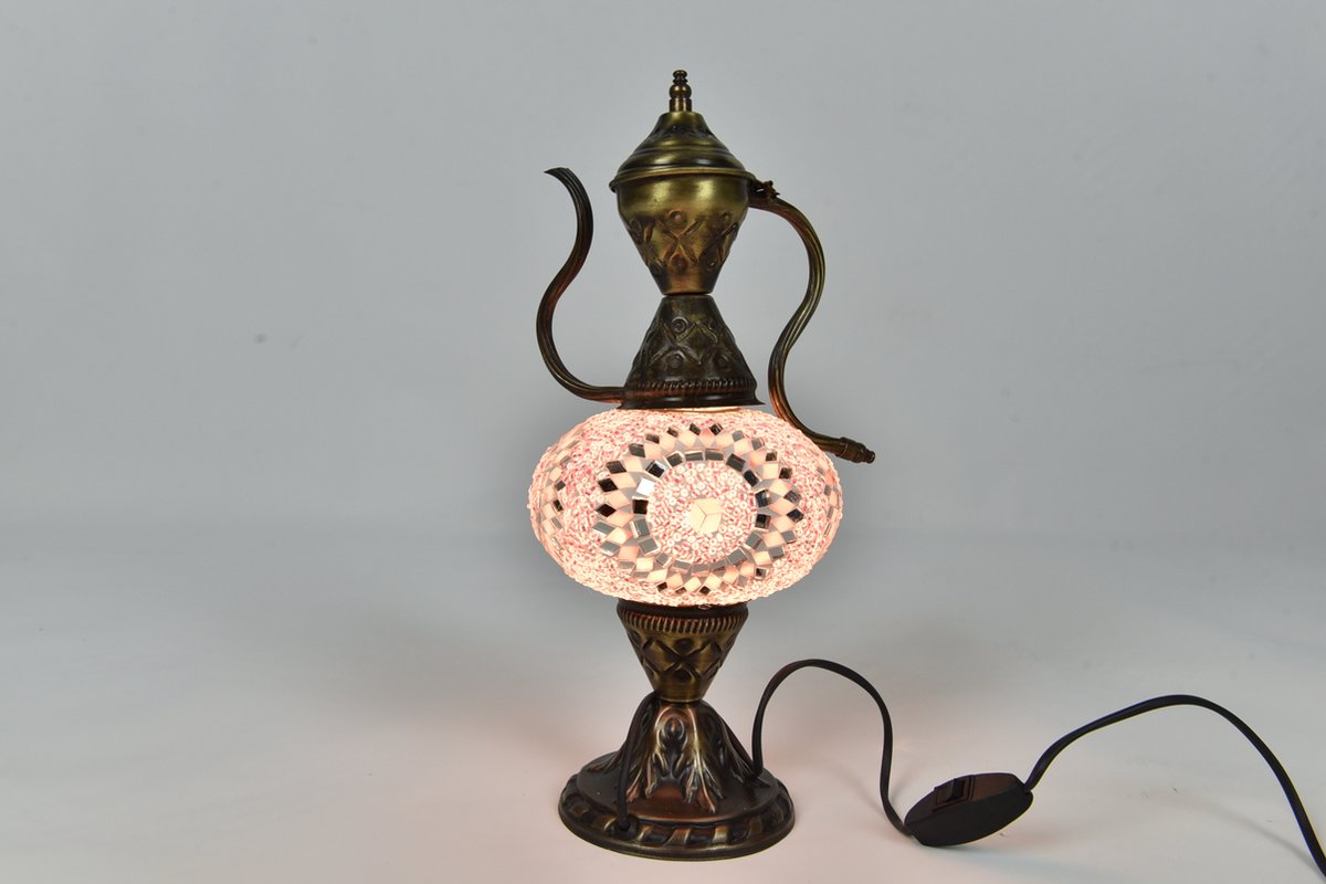 Handgemaakt Turkse Ibrik tafellamp roos roze Oosterse karaf nachtlamp sfeerlamp
