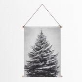 Textielposter Kerstboom Natuur Wit 120x160 cm