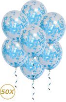 Ballons Bleu Clair à l'Hélium Confettis Genre Reveal la Décoration de Fête de Naissance Ballon Décoration en Papier Blauw - 50 Pièces