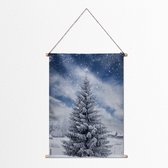 Textielposter Kerstboom Natuur Blauw 90x120 cm