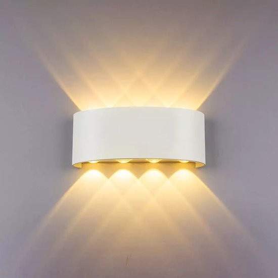 SensaHome Oval - LED Wandlamp voor Binnen en Buiten - Buitenlamp, Wandspot & Sfeerverlichting - Tuin Lamp/Verlichting - Warm Wit Licht (2800K-3200K) - Wit