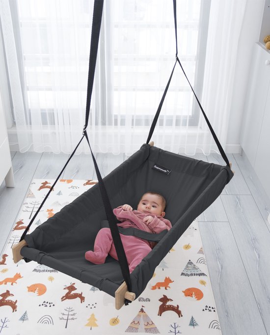Hamac En Bois Pour Kinder Hamac Suspendu Au Plafond Swing Zwart Bol Com