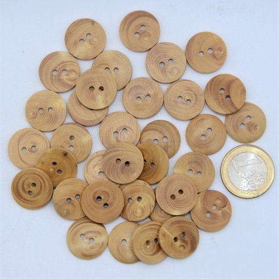 Beerknop, 100 beige houten knopen met berenkop, natuurlijke houten