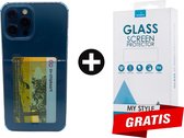 Crystal Backcase Transparant Shockproof Met Pasjeshouder Hoesje iPhone 12 Pro Blauw - Gratis Screen Protector - Telefoonhoesje - Smartphonehoesje
