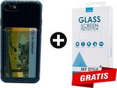 Crystal Backcase Transparant Shockproof Met Pasjeshouder Hoesje iPhone SE (2020) Blauw - Gratis Screen Protector - Telefoonhoesje - Smartphonehoesje