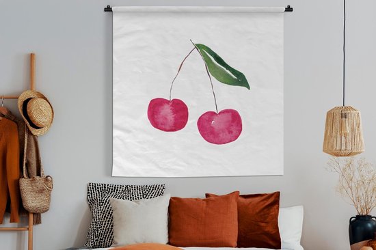Tapisserie - Tapisserie - Cerises - Fruits rouges - Wit - 150x150 cm - Tapisserie